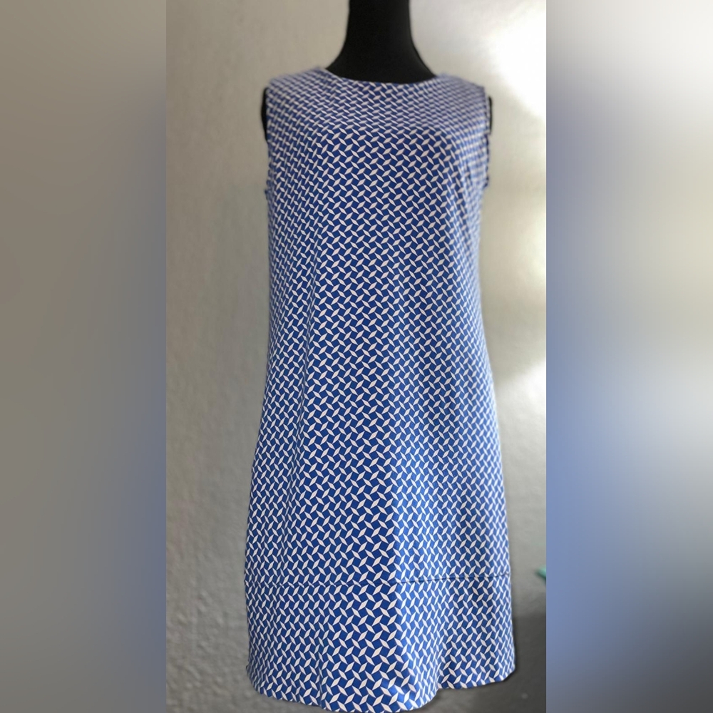 New York & Company Blue and White Patterned Dress